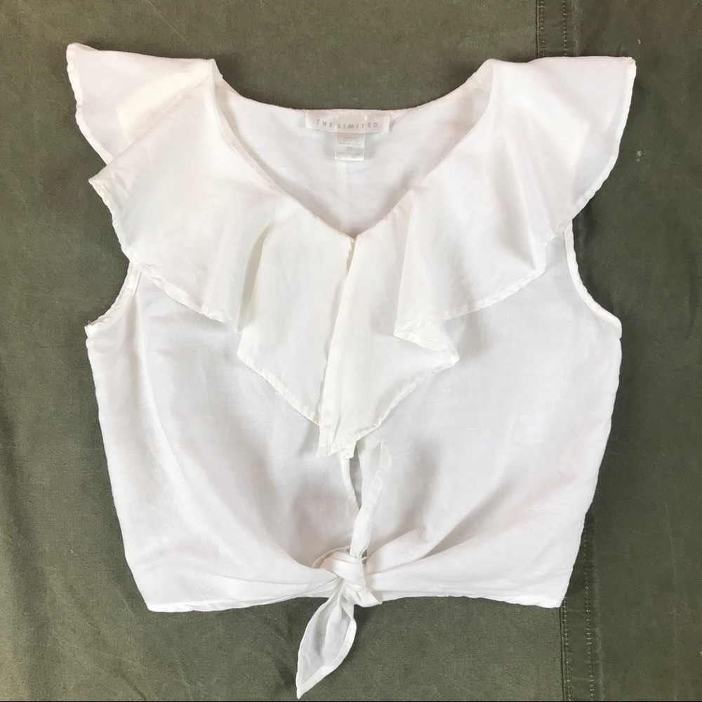 1990s The Limited Ruffle Tie Blouse